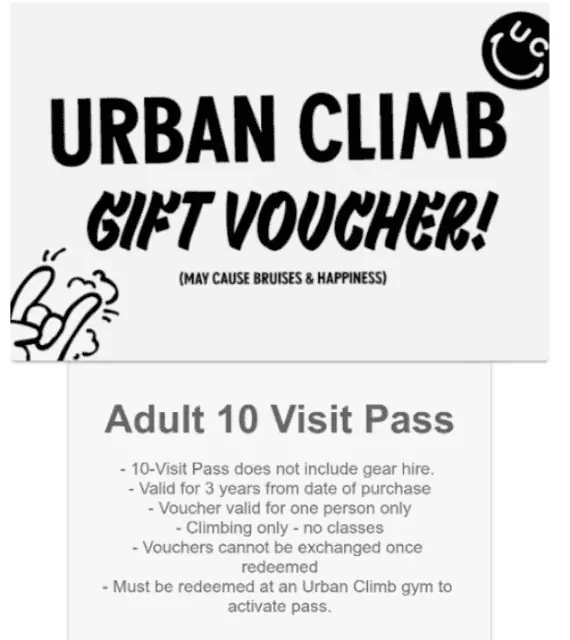 $180 Urban Climb - Adult 10 pass worth $230 | Rock Climbing |  Australia Brisbane North East